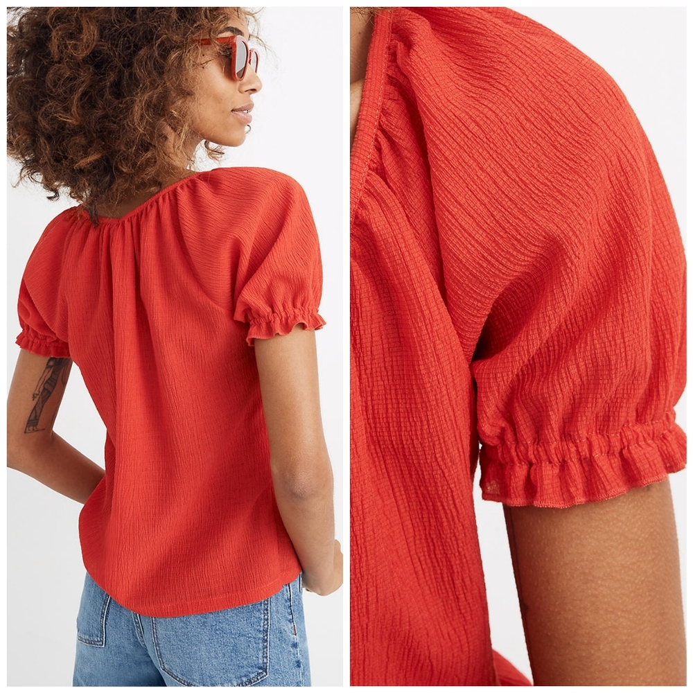 🖤 MADEWELL Texture & Thread Peasant Top - Picture 2 of 6